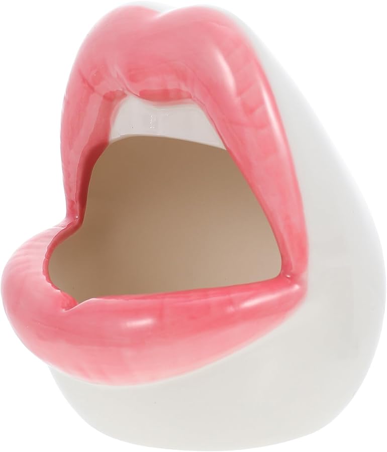 منفضة سجائر على شكل شفاه سيراميك وردي مضحكة حامل رماد للتدخين ديكور منزلي لطاولة البار الفندق - Image 1